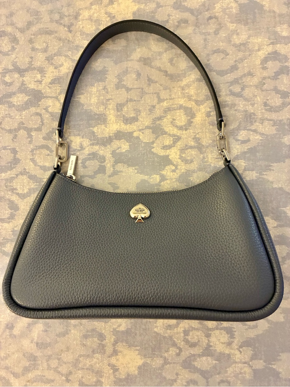 Kate Spade Pebble Leather Shoulder Bag in Slate Blue with crossbody strap NWOT - Picture 8 of 11